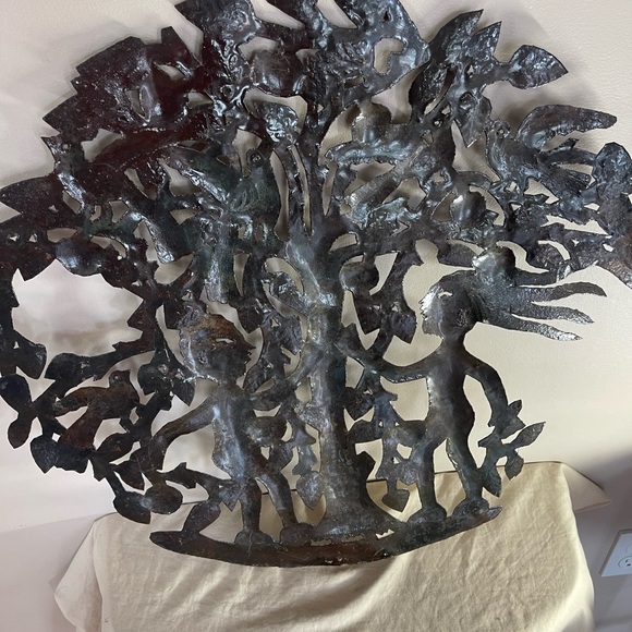 One Of A Kind Metal Tree Wall Art Haitian Old Oil Drum Artist Decor Rare Work